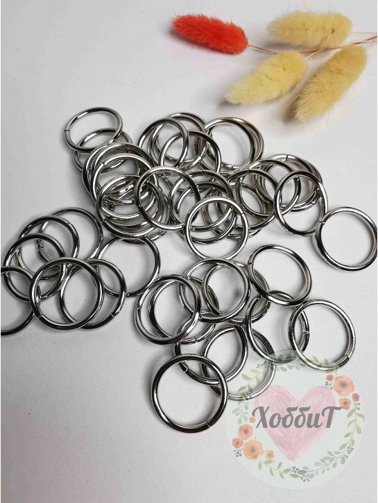 Кольцо разъемное металл 25*2мм. (серебро), 5 штук